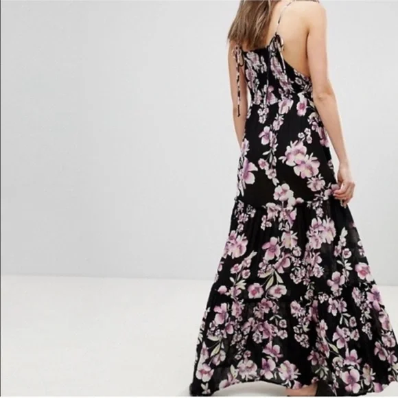 Free People Garden Party Floral Maxi Dress XS, Boho, Orchids, Whimsigoth NWT - Picture 6 of 7